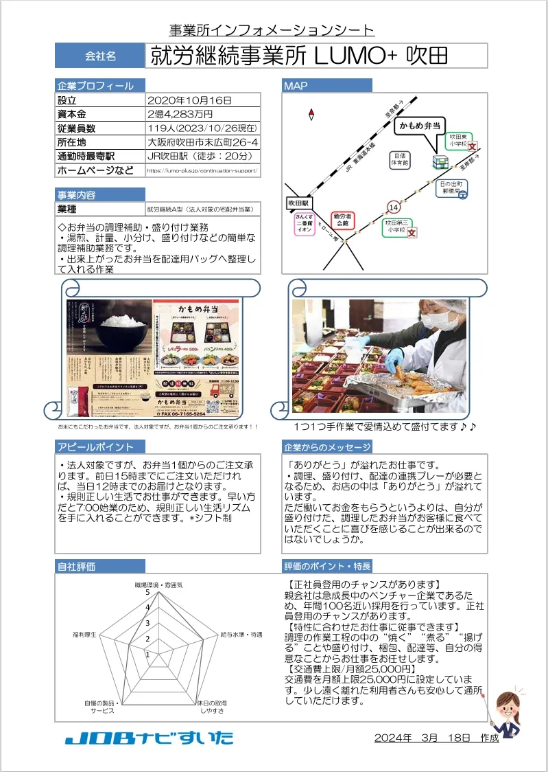 就労継続支援A型事業所　LUMO＋吹田